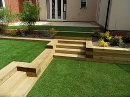Oak Sleepers Multi Level Garden Sleepers In Garden Backyard Retaining Walls Privacy Landscaping Backyard