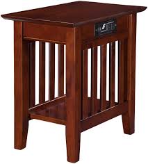 Amazon Com Atlantic Furniture Mission Chair Side Table With Charging Station Walnut Furniture Decor