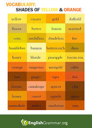 English Grammar Shades Of Yellow And Orange Vocabulary What Colors Make Yellow Colors Name In English Shades Of Yellow
