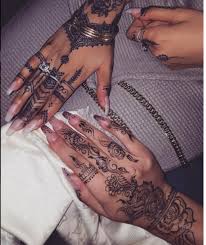 Fashion Nails And Accessories Image Hand And Finger Tattoos Tribal Hand Tattoos Henna Tattoo Hand