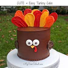 Looking for an easy, affordable thanksgiving tabletop idea? Easy Turkey Cake Free Video Tutorial Turkey Cake Fall Cakes Decorating Thanksgiving Cakes Decorating
