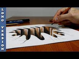 drawing awesome 3d hole long version youtube 3d drawings 3d paper art art tips