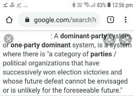 What Do You Understand About One Party Dominance Would You Consider Dominance Only In Elections Or Brainly In