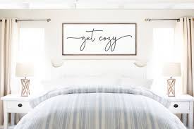 Get Cozy Wood Sign Above Bed Art Large Wall Signs Over Etsy In 2021 Bedroom Wall Decor Above Bed Master Bedroom Wall Decor Above Bed Decor