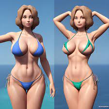 3D a woman in bikini , her breast growth and growth - Arthub.ai