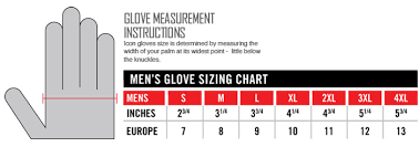 icon glove size chart