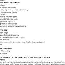 Biological control methods can also be used to control pests. Cultural Methods Of Pest Control Download Table