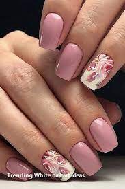 30 Simple Trending White Nail Design Ideas Nail Rose Nails Floral Nails Pink Nail Art
