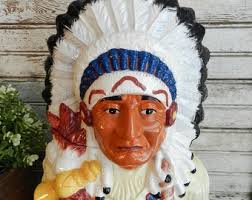 NATIVE AMERiCAN C00KIE JAR/T0NEWORLD/ 1998/12.5" TALL