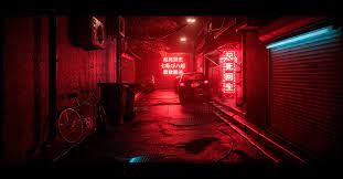 Redlit Street Oskar Woinski On Artstation At Https Www Artstation Com Artwork 3nakb Dark Red Wallpaper Aesthetic Desktop Wallpaper Red Aesthetic