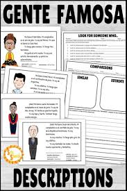 Spanish Introductions And Personal Descriptions Gente Famosa Middle School Spanish Activities High School Spanish Classroom Spanish Teaching Resources