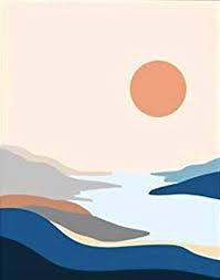 Mid century modern art prints. Amazon Com Sunset Ocean Minimalist Art Print Mid Century Modern Art Scandinavian Geometric Print Unframed Handmade
