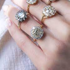 Fabulous Vintage Diamond Cluster Rings At Trumpet Horn Vintage Engagement Rings Unique Cluster Engagement Ring Vintage Engagement Rings