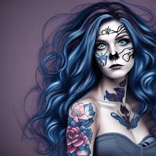 Beau crâne de bonbon en forme de crâne de bonbon pour femme aux yeux bleus  et aux longs cheveux bouclés, haute clarté, 8 carats, art numérique poli ·  Creative Fabrica