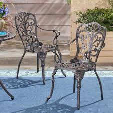 Kaya Shiny Copper Stationary Cast Aluminum Outdoor Dining Chair 2 Pack In 2020 Outdoor Dining Chairs Patio Dining Chairs Patio Dining