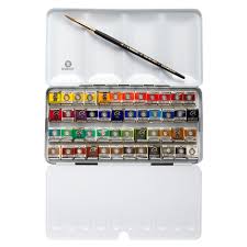 Royal Talens Rembrandt Watercolour Paint 48 Half Pan Metal Box Set With Brush Rembrandt Acrylic Paint Set Royal Talens