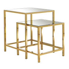 Set Of 2 Nesting Tables With Mirror Square Side Table Table Nesting Tables