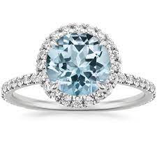 18k white gold ring 1.00ct. Aquamarine Waverly Diamond Ring 1 2 Ct Tw In 18k White Gold