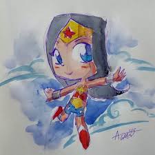Wonder woman cartoon drawing at paintingvalley com explore. Agnes Garbowska Little Cute Wonder Woman Quick Watercolour
