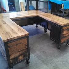 Custom Reception Desk Reclaimed Wood Steel Work Station U Shaped Desk Reclaimed Wood Desk Custom Industrial Furniture Reception Furniture