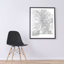 Brisbane Map Poster Print Wall Art Queensland Gift Printable Etsy Map Decor Map Art Wall Art Prints