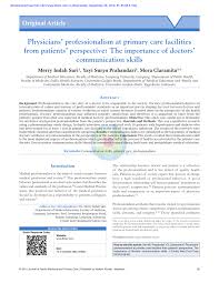 We are a highly qualified team that are at the forefront of innovative care and do our utmost to provide the best clinical standards. Pdf Physicians Professionalism At Primary Care Facilities From Patients Perspective The Importance Of Doctors Communication Skills