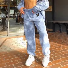 Modèle taille haute avec élastique et lien de serrage. Pantalon De Survetement Pour Femmes Bas De Jogging Taille Haute Imprime Papillon Teinture Par Nouage Survetement Decontracte Pour Dames Aliexpress