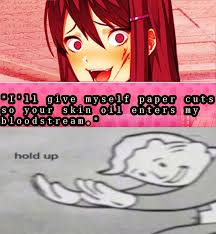 Hold Up Yuri Doki Doki Literature Club Vault Boy Fallout Anime Game Meme Pen Yandere Literature Club Funny Memes Club Life