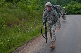 Sgt. Jacob Probst keeps moving forward during the 10km