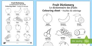 Printable apple coloring pages for kids. Fruit Dictionary Colouring Page English French Fruit Dictionary Colouring