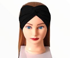 Wide Twist Black Headband, Ladies Stretchy Headband, Wide Ladies Headband,  Wide Turban Headband, Wide Black Headband, Hippie Headband