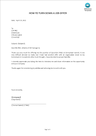 How to accept a job offer email example. How To Turn Down A Job Offer Templates At Allbusinesstemplates Com