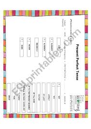 present perfect tense chart esl worksheet by pooh81