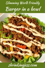 Slimming World Friendly Burger In A Bowl Shrinking Jess Recipe Burger In A Bowl Burger In A Bowl Slimming World Quorn Recipes