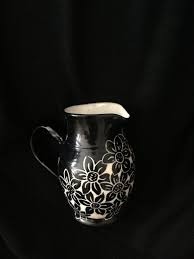 Black And White Pitcher Black And White Pitcher White Pitcher Pottery Gifts Pottery Pitcher