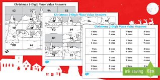 1 digit subtraction math worksheet. Christmas Themed 2 Digit Place Value Cfe First Level Coloring Sheet