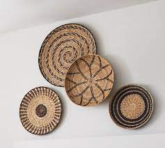 woven baskets wall art natural set of 4 pottery barn basket on hanging vine indoor plants