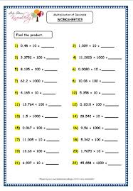 Go back to the original problem and count the number of decimal place values each value has and find their sum. Grade 4 Maths Resources 3 7 1 Multiplication Of Decimals By 10 100 And 1000 Printable Worksheets Lets Share Knowledge