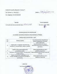 Înscrieri clasa pregătitoare martie 2019. Scoala Gimnaziala