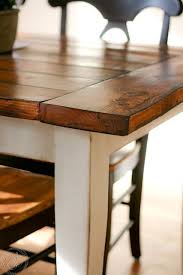 Wood Table Top With White Painted Legs Do Same With Chairs White Backs Legs Farmhouse Table Diy Farmhouse Table Refinished Table