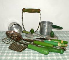 There are gadgets in your kitchen that you're suffering without. Green Handled Vintage Kitchen Gadgets True Kitchen Gadgets When Things Weren T All Fancy And Vintage Kitchen Gadgets Vintage Kitchen Utensils Vintage Kitchen