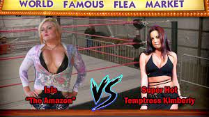 4 hot girls wrestle for the live audience! Super Hot Temptress Kimberly Wrestles Pro Wrestling Giant Isis The Amazon Wffm Youtube