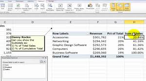 how to show values as percentages of in excel pivot tables