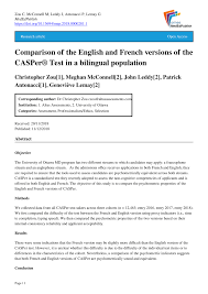 The casper test is a newer testing option that doesn't focus on academics. Pdf Comparison Of The English And French Versions Of The Casper Test In A Bilingual Population