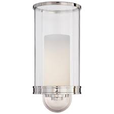 Available in 3 sizes clear glass and polished nickel are the perfect pairing in this sophisticated hurricane lamp design. Modern Hurricane Sconce In Polished Nickel Wall Lamps Sconces Lighting Products Ralph Lauren Home Ralphlaurenhome Com