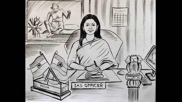 IAS lady officer sitting in her office drawing / lady IAS officer drawing  /women IAS officer drawing - YouTube