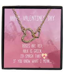 If your girlfriend hasn't been able to treat herself, get her a gift card so she can pick out new gear, yoga clothes, sweats, and more. Valentine S Day Gifts For Her Wife Fiance Girlfriend Women Luxury Gold Plated Heart Necklace Funny Message Card Roses Are Red Hulk Is Green I D Smash That Mean Bay Slays