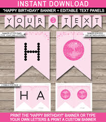 Download your free printable below! Dance Party Banner Template Disco Birthday Banner Editable Bunting