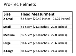 Protec Helmets Size Chart