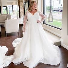 Quick & easy to get these simple wedding dresses royal train at discounted prices online you need from shippers and suppliers in china. 2021 Wedding Dress Plus Size Long Sleeve Royal Train Floor Length Lace Appliques Bridal Gowns V Neck Tulle White Women Brides Super Promo Ee11f Cicig